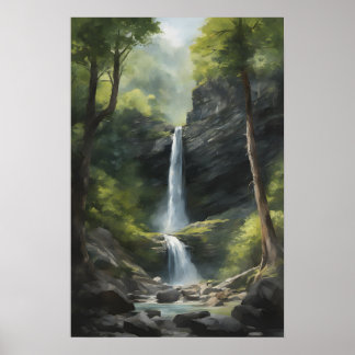Poster Pintura aquosa da cascata natural