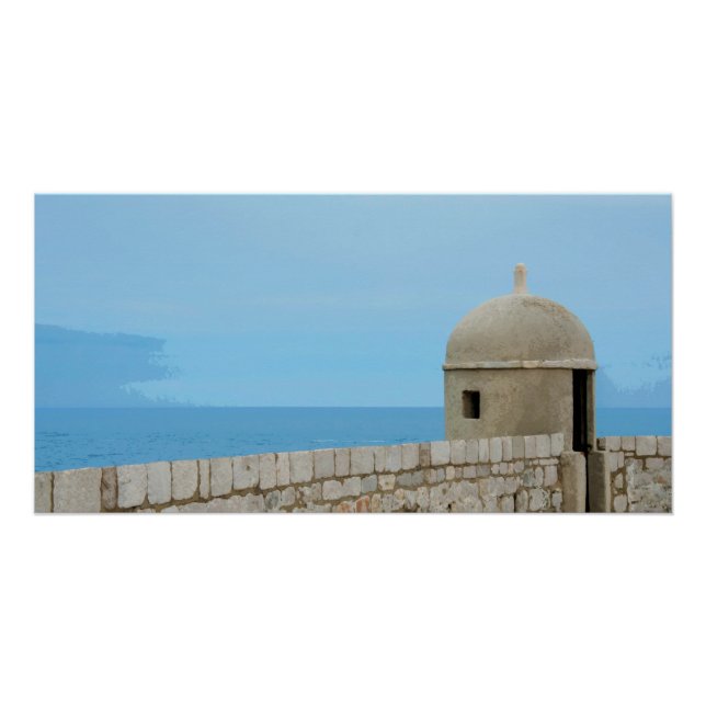Póster Pintura aquosa da parede da cidade de Dubrovnik (Frente)