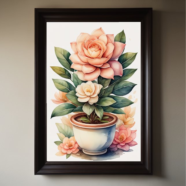 Poster Pintura aquosa de Gardenia no Pote II (Criador carregado)