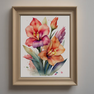 Poster Pintura aquosa de Gladiolas III