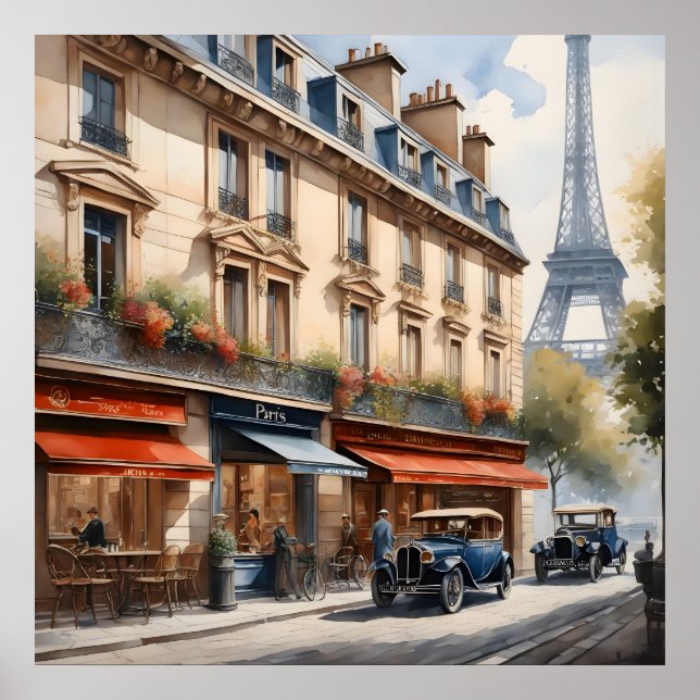 Poster Pintura aquosa de Paris (Frente)