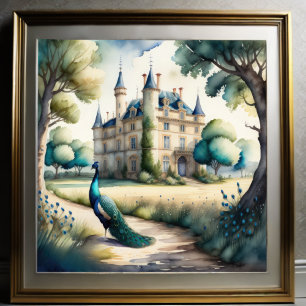 Poster Pintura aquosa de Peacock e Chateau