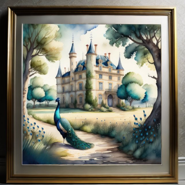 Poster Pintura aquosa de Peacock e Chateau (Criador carregado)