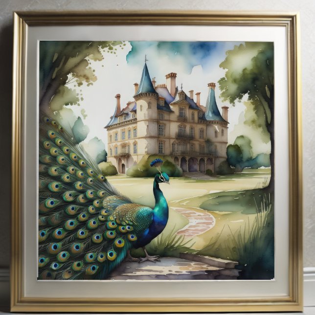 Poster Pintura aquosa de Peacock e Chateau 1:1 (Criador carregado)