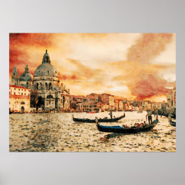 Poster Pintura aquosa do Canal Grande, Veneza