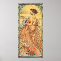 Pintura Art Nouveau de Verão por Alphonse Mucha