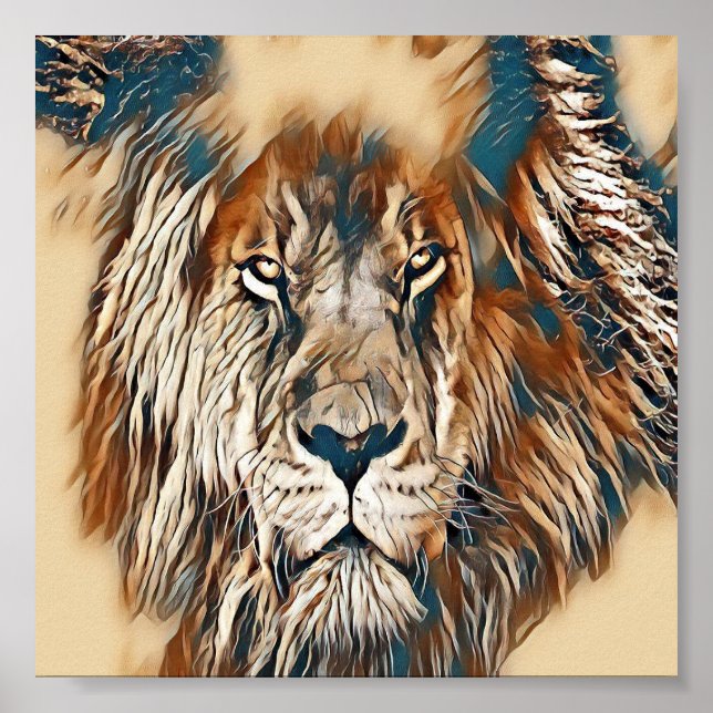 Poster Pintura artística de leão castanho (Frente)