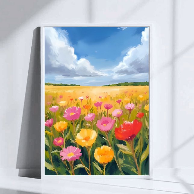 Poster Pintura Artística de Paisagem de Campo de Flores P (Criador carregado)