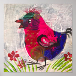 Poster Pintura, ave bocho, poeta decorativa