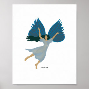 Poster Pintura azul do anjo do vôo por TR Forsman