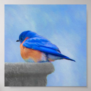 Póster Pintura Bluebird - Arte Original para Pássaros