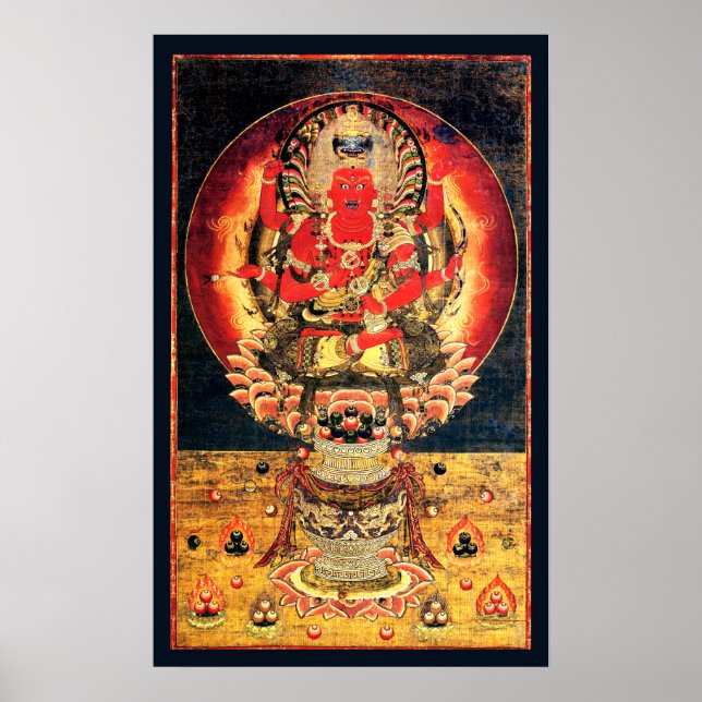 Póster Pintura Budista Aizen Myoo do século 14 (Frente)