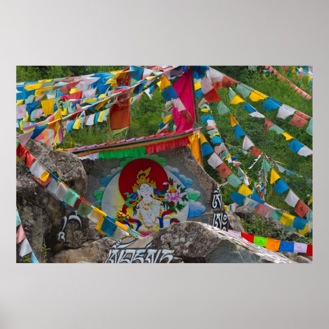 Poster Pintura Budista em Rochas (Frente)