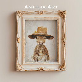 Poster Pintura Caprichosa de Vaca Animal de Fazenda Bezer