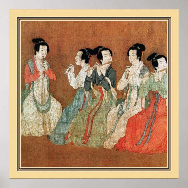 Póster Pintura Chinesa Antiga, senhoras (Frente)