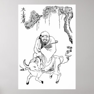Poster pintura chinesa dinastia Lao Tzu Ming