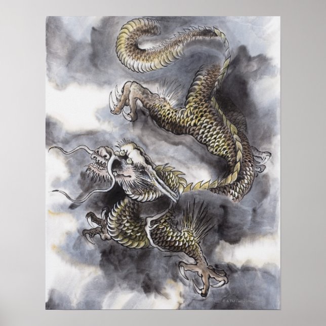 Póster Pintura Chinesa Tradicional, Ano Do Dragão 4 (Frente)