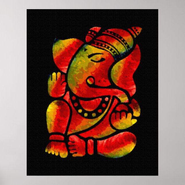 Póster Pintura Colorida de Canvas Ganesha (Frente)