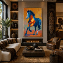 Pintura Colorida de Cavalo Impressionista Moderna