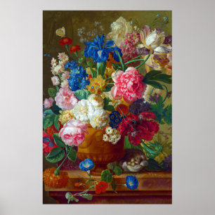 Poster Pintura Colorida de Flores Vintage
