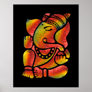 Poster Pintura Colorida de Ganesha