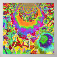 Pintura colorida de girassol com diversão retrorre