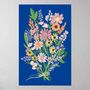 Poster Pintura Colorida de Gouache em Buquê de Flor Selva