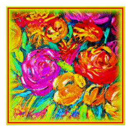 Póster Pintura Colorida De Óleo De Flor. Comprar Agora