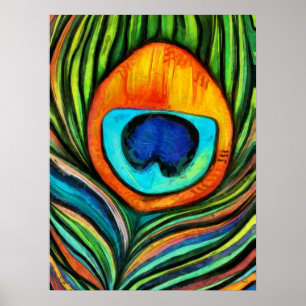 Poster Pintura Colorida De Pássaros Fogo De Peacock  