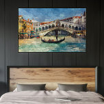 Póster Pintura Colorida do Canal Grande de Veneza<br><div class="desc">Linda e colorida Canal Grande de Veneza e famosa ponte de Rialto durante a época de verão da pintura aquarelle. Esta design foi criada para o amante da Itália, da região norte italiana de Veneto, para viajar pela Europa, férias ou cores brilhantes e vibrantes do Verão. Clássico e elegante artigo...</div>