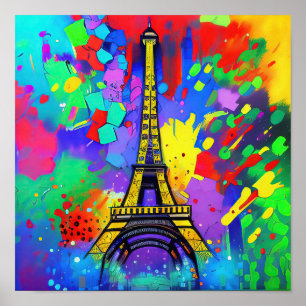 Poster Pintura Colorida Eiffel