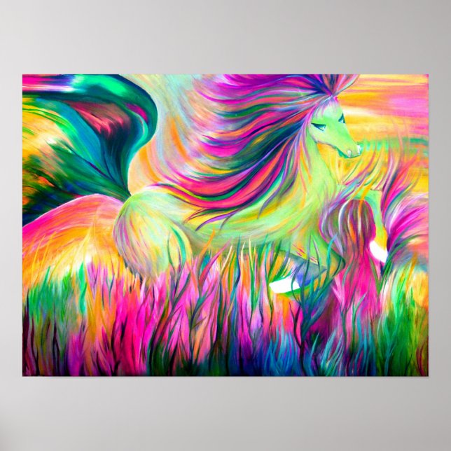 Póster Pintura colorida em cavalos (Frente)