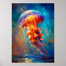 Poster Pintura Colorida Impressionista de Água-viva Oceân