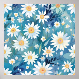 Poster Pintura com flores brancas