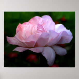 Póster Pintura com Foto de Arte Flor Rosa Forte