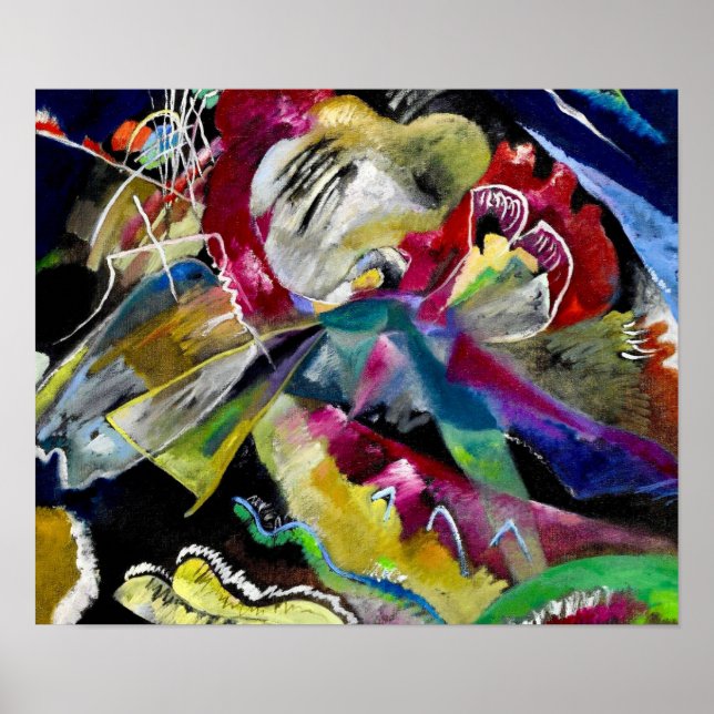 Poster Pintura com Linhas Brancas - Kandinsky (Frente)