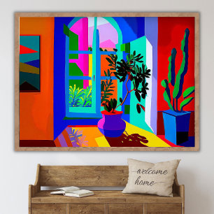 Poster Pintura Contemporânea de Paisagem de Janela _ Vint