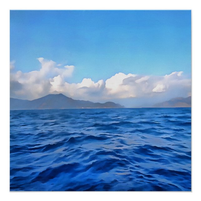 Póster Pintura Costeira de Marmaris Turquoise Azul Egeu (Frente)