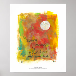 Póster Pintura da arte moderna da lua do zen - viva no