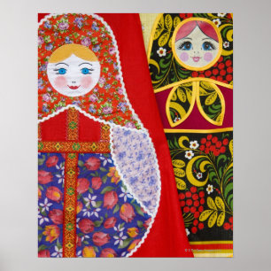 Póster Pintura da boneca de Matryoshka do russo
