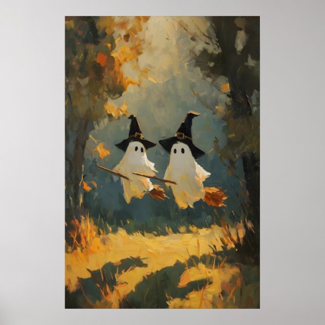 Poster Pintura da Bruxa Fantasma, Parede de Halloween Imp (Frente)
