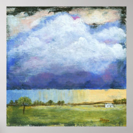 Póster Pintura da Casa de Paisagem de Abstrato Art