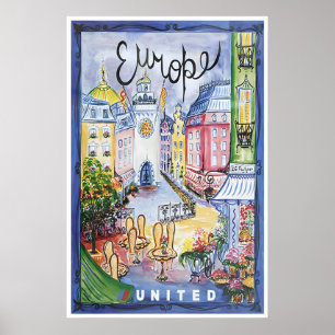 Poster Pintura da Europa Cartaz de Viagem Unida Arte Euro