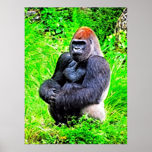 Poster Pintura da foto do gorila do Silverback