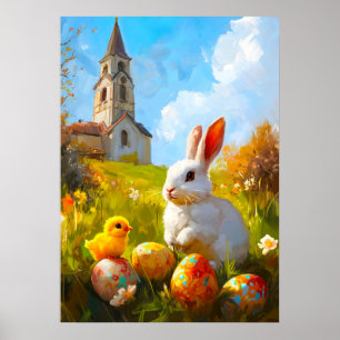 Poster Pintura da Igreja dos Ovos de Pintinho Coelho da P