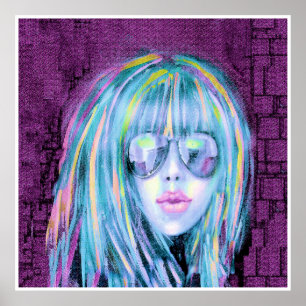 Póster Pintura da jovem mulher contemporânea 2