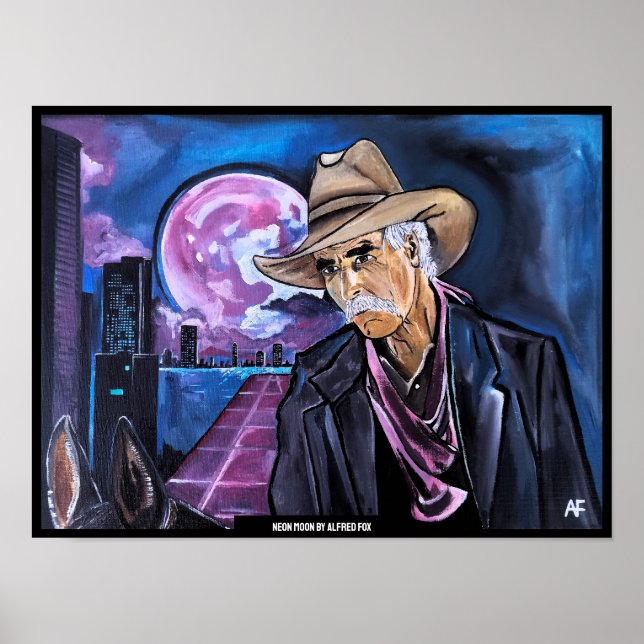 Poster Pintura da Lua Neon por Alfred Fox (Frente)