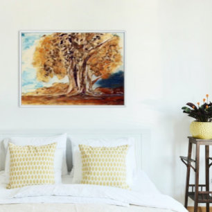 Poster Pintura da Paisagem de Árvores Selvagens do outono