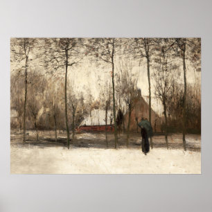 Poster Pintura da Paisagem de Neve, Arte da Parede de Inv