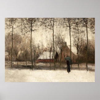 Poster Pintura da Paisagem de Neve, Arte da Parede de Inv